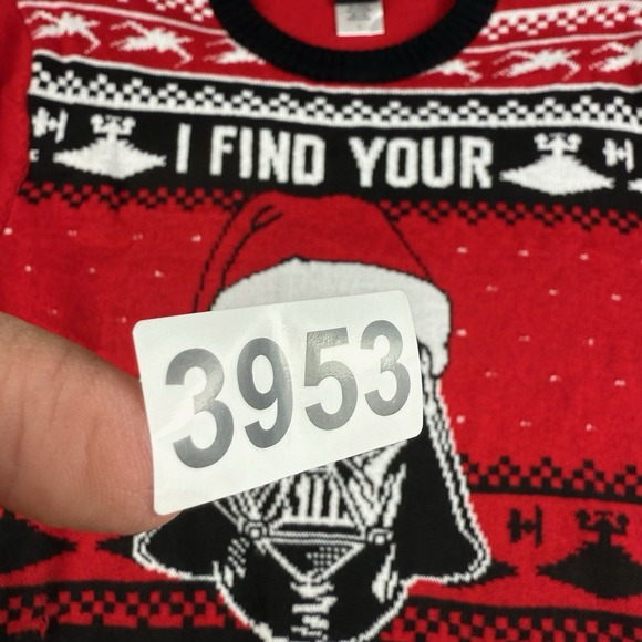 Star Wars Sweater Men L Red Darth Vader Christmas Quote Ugly Knit Holiday - Picture 8 of 8